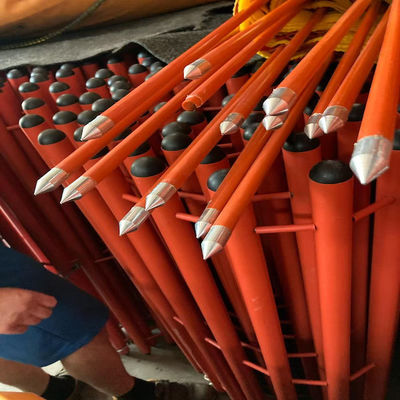Diameter 16 mm FRP Rode staaf met metalen punt bevestigd voor tekenpost van openbare infrastructuur
